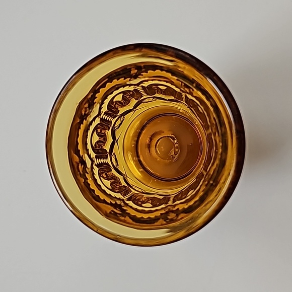 Vintage L.E. Smith Moon and Star Amber 3 5/8" Juice Glass - Picture 2 of 7